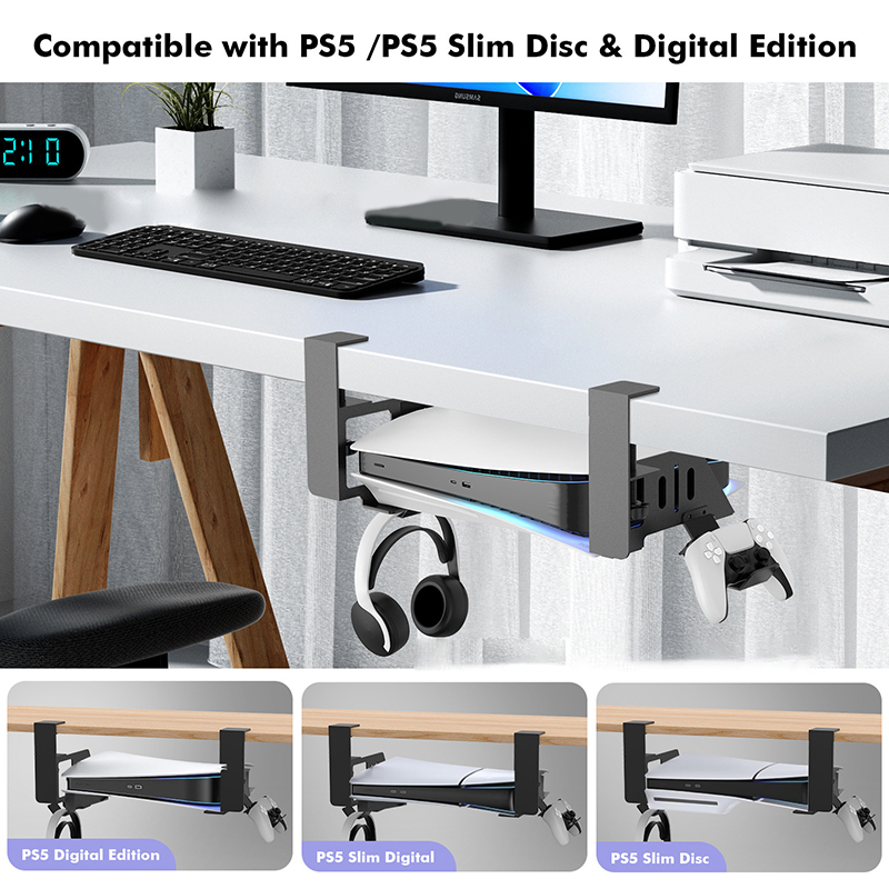 Gaming Console Table - Under Table Hanging Holder For PS5