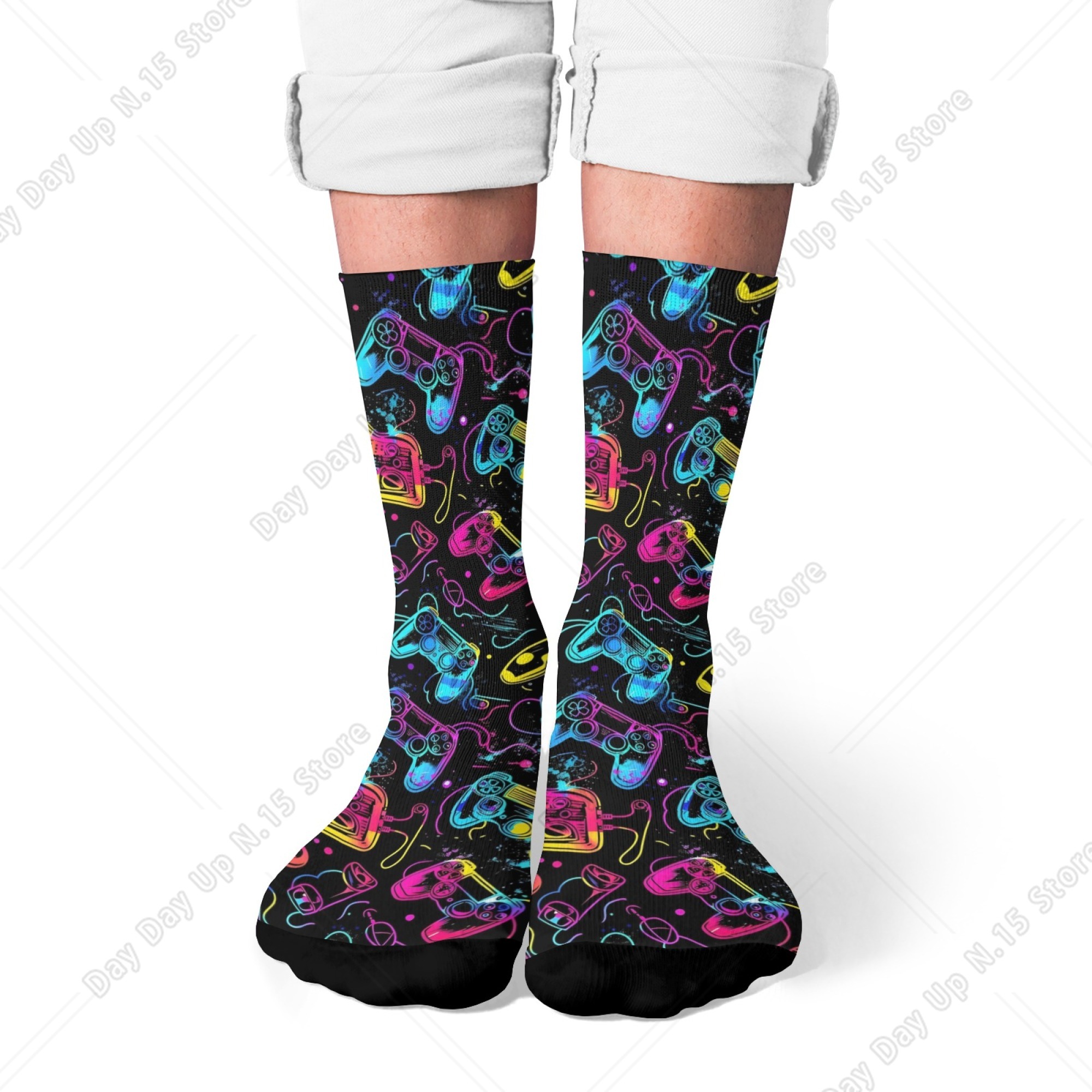 Gaming Console Youtube - Gaming Console Colorful Graffiti Socks Novelty