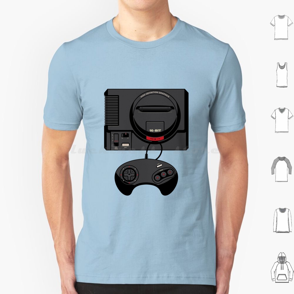 Retro Black 16-Bit T Shirt Men - مراجعة Gaming Console Genesis وسعره