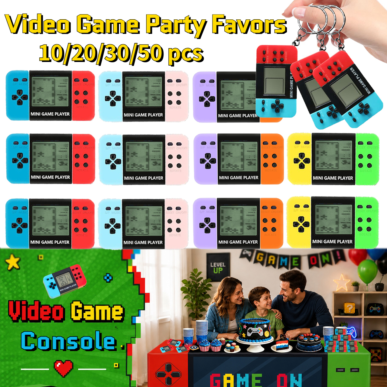 10-120pcs Kids Mini Handheld G - مراجعة Gaming Console Keychain وسعره